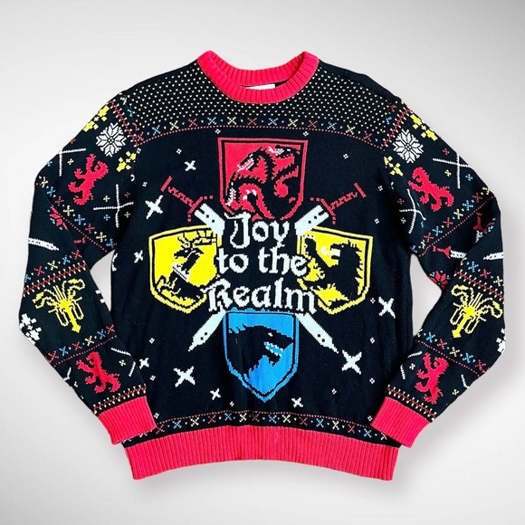 Game of Thrones Other - Game of Thrones Mens Joy To The Realm Ugly Christmas Sweater size Large Black